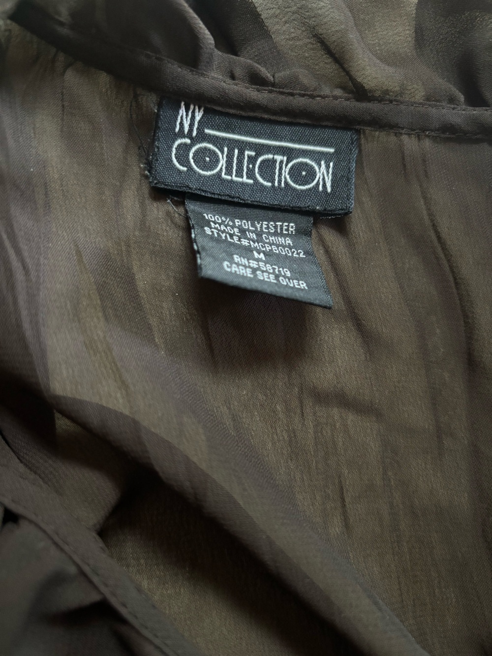 Y2K NY Collection Brown Ruffle Tie-Front Blouse with White Floral Embroidery - Picture 4 of 7